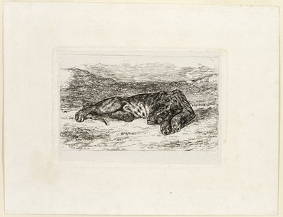 Tiger hviler i ørkenen av Eugène Delacroix