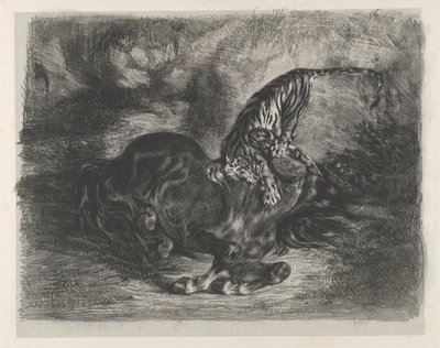 Villhest felt av en tiger, 1828., 1828. av Eugène Delacroix