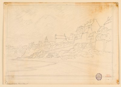 Houses of a Town at the Edge of a Rocky Shore av Eugène Edouard Soulès
