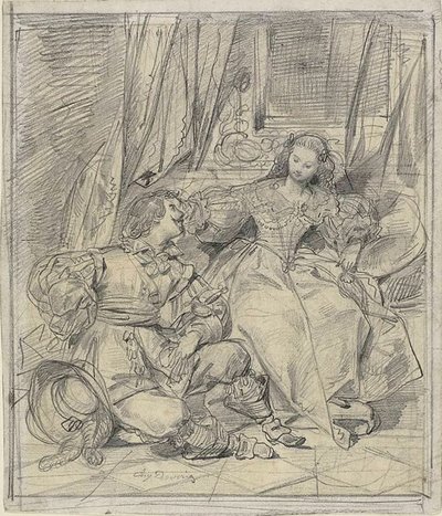 Lady og Cavalier av Eugène François Marie Joseph Devéria