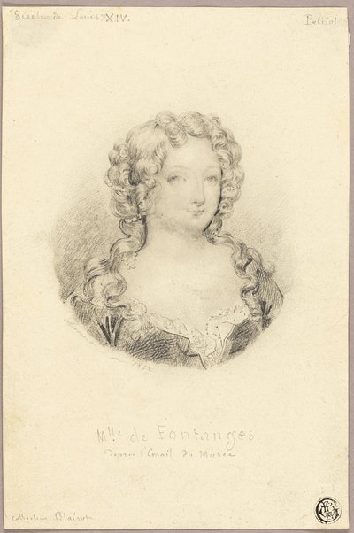 Medaljongportrett av frøken de Fontanges av Eugène François Marie Joseph Devéria