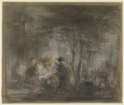 Selskap rundt et bord under trær av Eugène François de Block