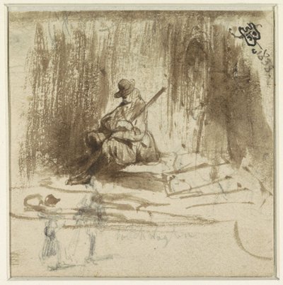 Skisser av en sittende mann og to stående figurer av Eugène François de Block
