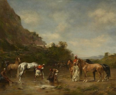 Arabere som vanner hestene sine, 1872 av Eugène Fromentin