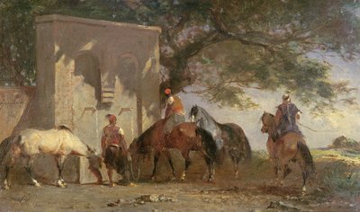 Arabere som vanner hestene sine, ca. 1865-75 av Eugène Fromentin