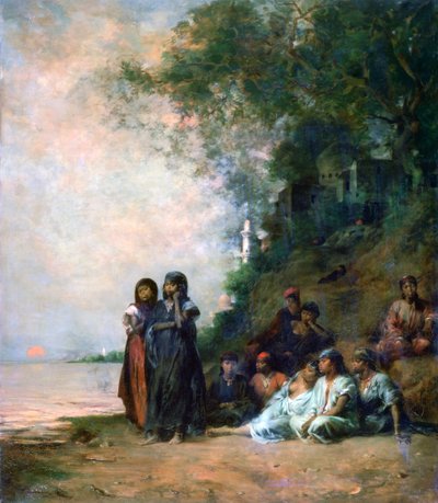 Egyptiske kvinner på kanten av vannet, 1800-tallet av Eugène Fromentin