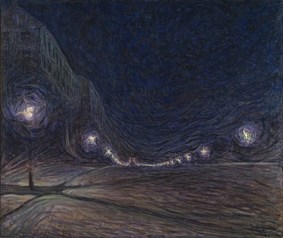 Hornsgatan om natten, 1902 av Eugène Jansson