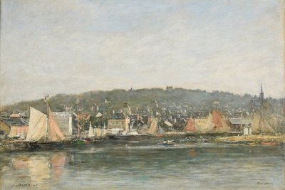 Havnen i Trouville om morgenen av Eugene Louis Boudin