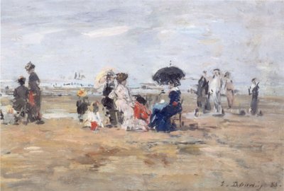 Trouville, strandscene av Eugene Louis Boudin