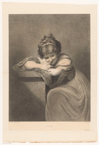 Portrett av en sittende jente Rieuse (tittel på objekt) av Eugène Michel Joseph Abot