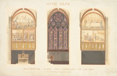 Plan for renovering av et kapell i kirkeskipet til katedralen i Notre Dame, Paris, 1843. av Eugène Viollet le Duc
