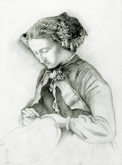 Portrett av Effie med revebjeller i håret (The Foxglove) 1853 av Euphemia Ruskin