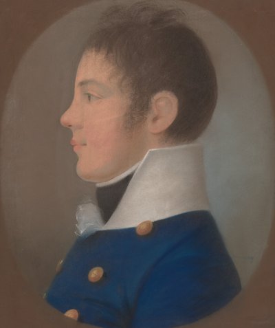 Portrett av en ung mann i profil av European 19th Century