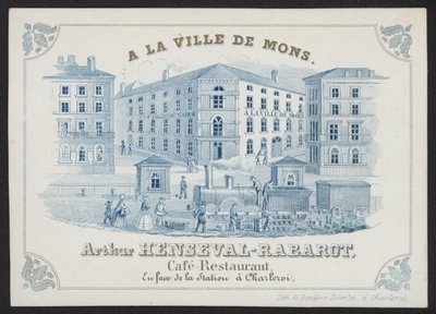A La Ville De Mons, Arthur Henseval-Rabarot, Cafe Restaurant (gravering) av European School