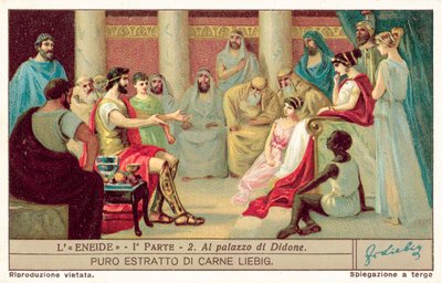 Aeneas ved Didos palass (chromolitho) av European School