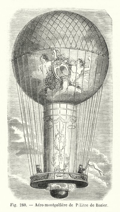 Aero-montgolfiere de Pilatre de Rozier (gravering) av European School