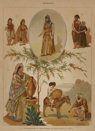 Afrika (farge litho) av European School