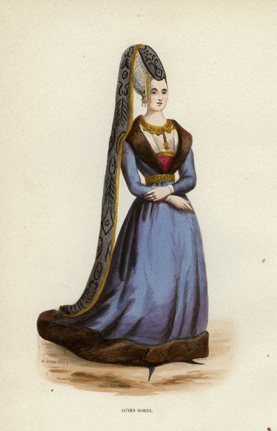 Agnes Sorel (farget gravering) av European School