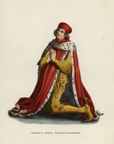 Albrecht III, Achilles, kurfyrst av Brandenburg (farget gravering) av European School