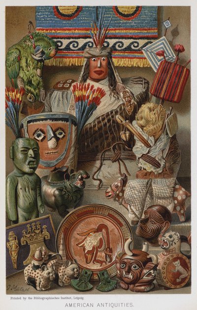 Amerikanske antikviteter (chromolitho) av European School
