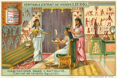 Gammelt egyptisk omkledningsrom (chromolitho) av European School