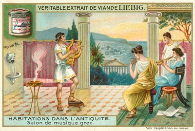 Antikkens gresk musikkrom (chromolitho) av European School