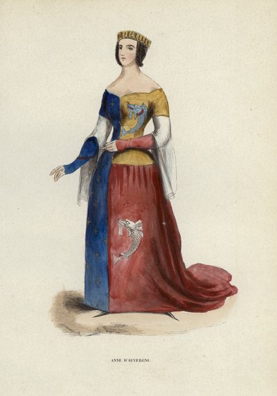 Anne D'Auvergne (farget gravering) av European School