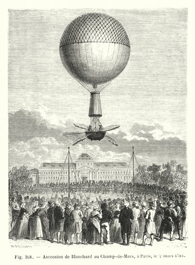 Oppstigning av Blanchard til Champ-de-Mars, i Paris, 2. mars 1784 av European School