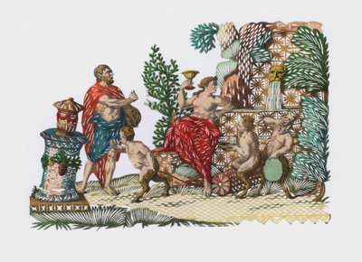 Bacchus og Ariadne (farget gravering) av European School