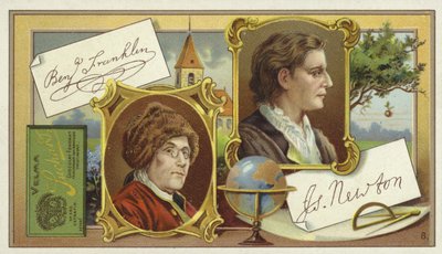 Benjamin Franklin og Isaac Newton av European School