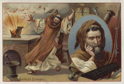 Berthold Schwarz, legendarisk tysk alkymist fra 1300-tallet som sies å ha oppfunnet kruttet av European School