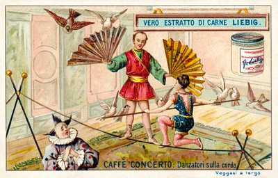 Caffe-konsert: tightrope dansere (chromolitho) av European School