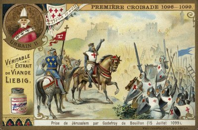 Erobring av Jerusalem av Godfrey av Bouillon, første korstog, 15. juli 1099 av European School