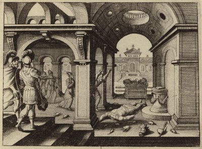Erobret paktens ark i det filisterske tempelet i Dagon (gravering) av European School