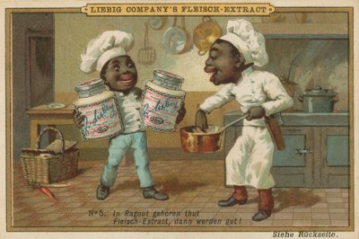 Tegneserie afrikanere lager mat med Leibig-kjøttekstrakt av European School