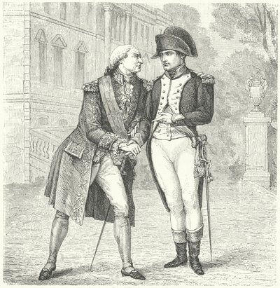 Charles IV av Spania med Napoleon (gravering) av European School