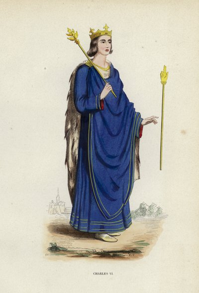 Charles VI (farget gravering) av European School