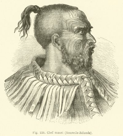 Maori-sjef, New Zealand (gravering) av European School
