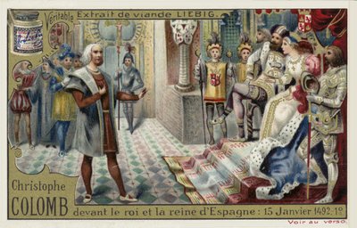 Christopher Columbus foran kongen og dronningen av Spania, 15. januar 1492 av European School