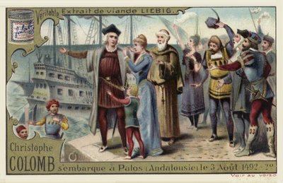 Christopher Columbus legger ut på sin reise til den nye verden, Palos, Spania, 3. august 1492 av European School