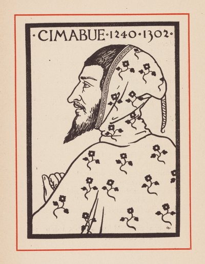 Cimabue , italiensk middelalderkunstner (litho) av European School