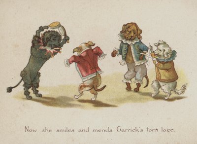 Komiske hunder (farge litho) av European School