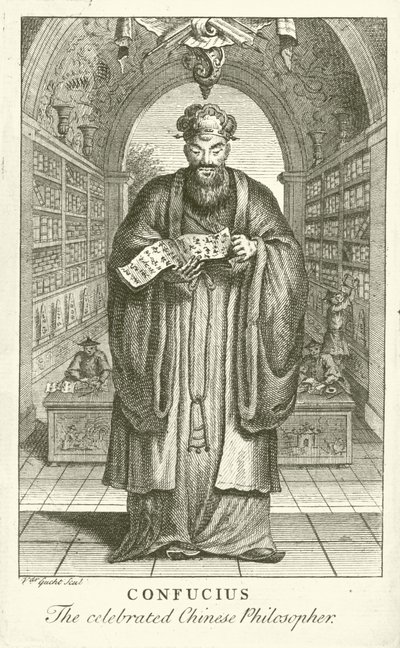 Confucius, den berømte kinesiske filosofen (gravering) av European School