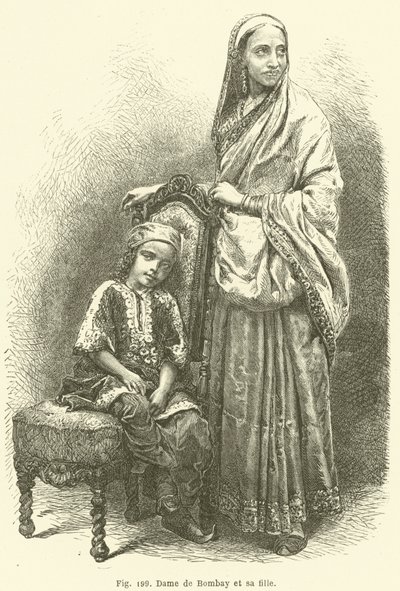 Lady of Bombay og datteren hennes (gravering) av European School