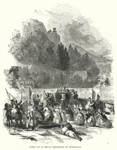 Dames de la Halle fortsetter til Versailles (gravering) av European School