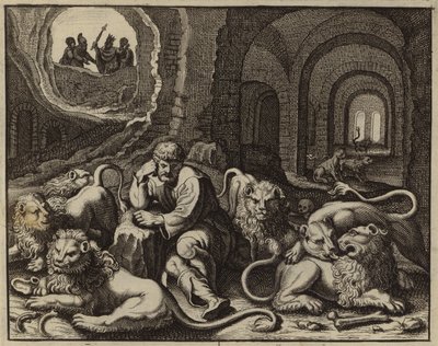 Daniel i løvenes hule (gravering) av European School