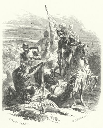 Døden til Anthony av Burgund, hertugen av Brabant, i slaget ved Agincourt av European School
