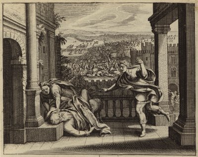Elis død etter at filisterne fanget Paktens ark fra israelittene (gravering) av European School