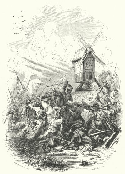 John av Böhmens død i slaget ved Crecy, 1346 av European School