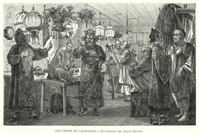 Omkledningsrom til Royal China Theatre, San Francisco, California, USA (litho) av European School